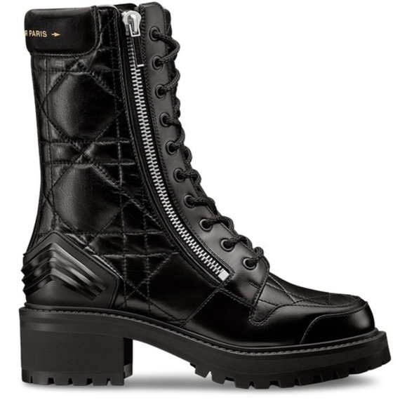 DIOR D-LEADER Leader Cannage Quilted Leather Combat Ankle Bootie Boots - Picture 1 of 15